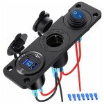 Prise usb 12 v qc 3. 0, interrupteur  bouton tanche 3 en 1 avec voltmtre led, interrupteur marche ...