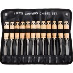 Professional lot de ciseaux � bois - lot de 12 sharp outils de travail du bois avec housse de transport ...
