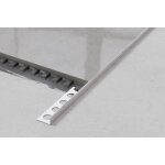 Profil d'angle j universel en acier inoxydable pour carrelage 1cm x 244cm - argent brillant