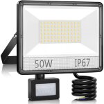 Projecteur ext�rieur 50w 5000lm avec d�tecteur de mouvement - 6500k blanc froid ip67 �tanche - pour patio, ...