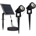 Projecteurs de jardin led v - tac 2 x 1, 2 w avec piquet et panneau solaire, noir, blanc chaud, ip65