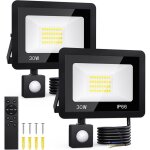 Projecteurs led 30 w - lot de 2 - avec d�tecteur de mouvement - �clairage ext�rieur - avec t�l�commande ...