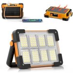 Projecteur led batterie, projecteur led chantier, 4 modes lampe led rechargeable solaire, portable led ...