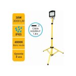 Lutece - arc - projecteur led de chantier 30w 3000lm 4000k avec tr�pied ajustable - garantie 3 ans