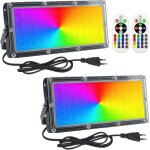 Projecteur led couleur 50 w, 2 projecteurs led rvb d'ext�rieur �tanches p65 avec t�l�commande pour jardin, ...