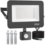 Projecteur led extrieur dtecteur de mouvement 50w, 5000lm spot led extrieur tanche ip66 6500k blanc ...
