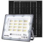 Projecteur led avec panneau solaire programmable et t�l�commande (400w 3cct 3000lm) ip65 18, 8x15, 2cm ...