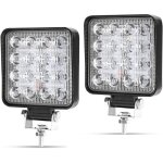 Projecteur phare de travail led carr� projecteur led voiture etanche ip67 spot flood lumi�re de recul ...