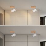 Projecteur de plafond  1 spot, lampe de plafond en bois - lampe de plafond pour couloir, mtal blanc ...