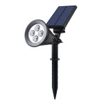 Projecteur spot solaire 4 led ext�rieur etanche lumi�re blanche 2 - en - 1, plastique, int�gr�, 2 w, ...