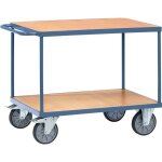 Promat - table roulante 2 surf. de charg. l1200xl800 mm bleu pigeon, ral 5014 cap. charge 600 kg