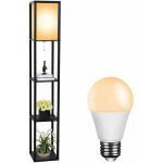 Puluomis - lampadaire bois lampe tagre e27 avec cadeau (ampoule 8w) - noir