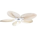 Purline - tenerife - super destratificateur et ventilateur dc 132 cm chrome pales bois blanc sans lumire ...