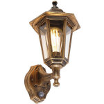 Qazqa ? applique murale d'ext�rieur dor�e antique avec d�tecteur de mouvement ? 1 lumi�re e27 max 15w ...
