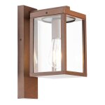 Charlois - led dimmable lanterne murale variateur inclus - 1 lumire - l 12 cm - brun rouille - rustique ...