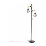 Qazqa ? lampadaire rustique noir avec abat - jour ? 2 lumi�res e27 ? h 155 cm ? �clairage int�rieur pour ...