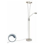 Qazqa divine - led dimmable lampadaire avec lampe de lecture variateur inclus - 1 lumi�re - h 1800 mm ...