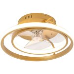 Qazqa ? ventilateur de plafond led 46, 5 cm ? dimmable avec t�l�commande ? 1490 lumens ? dor� ? �clairage ...