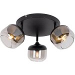 Qazqa kyan - spot plafond, plafonnier - 3 lumi�re - � 22 cm - noir et or - design - �clairage int�rieur ...