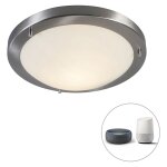 Qazqa yuma - led plafonnier - 1 lumi�re - � 310 mm - acier - moderne - �clairage ext�rieur - salle de ...