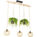 Yura - suspension multiples - 3 lumi�re - l 100 cm - noir et or - rustique - �clairage int�rieur - salon ...