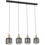 Qazqa zuzanna - led suspension multiples - 4 lumi�re - l 120 cm - noir et or - design - �clairage int�rieur ...