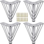 Quatre pieds de meuble en m�tal chrom�, modernes et �l�gants, interchangeables et compatibles avec les ...