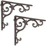 Querre �tag�re murale, lot de 2, ancien, support en fonte de fer, ornements baroques, vintage, brun - ...