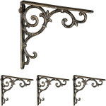 Querre �tag�re murale, lot de 4, ancien, support en fonte de fer, ornements baroques, aspect bronze - ...
