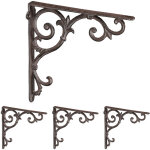 Querre �tag�re murale, lot de 4, ancien, support en fonte de fer, ornements baroques, marron - relaxdays ...