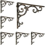 Relaxdays - querre �tag�re murale, lot de 6, ancien, support en fonte de fer, ornements baroques, aspect ...