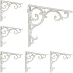Relaxdays - querre �tag�re murale, lot de 6, ancien, support en fonte de fer, ornements baroques, blanc ...