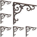 Querre �tag�re murale, lot de 6, ancien, support en fonte de fer, ornements baroques, marron - relaxdays ...