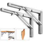 Querre pliante 200 mm - 2 pi�ces support console pliable en acier inoxydable - equerre etagere pour garage, ...