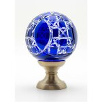 Quincadeco - boule de rampe cristal bleu mousson pied gris nickel