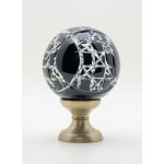 Quincadeco - boule de rampe cristal noir mousson pied gris nickel