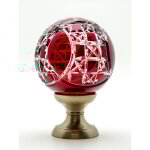 Quincadeco - boule de rampe cristal rouge mousson pied gris nickel