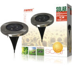 Ra - 5000389 spot solaire rond � led en acier inoxydable bross� et verre - ranex