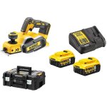 Rabot 18v xr + 2 batteries 5ah + chargeur multivoltage + coffret t - stak - dewalt - dcp580p2 - qw