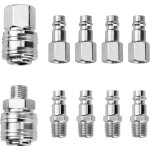 Raccord rapide de compresseur, 10 pi�ces raccords de compresseur 1 / 4'bsp raccord rapide pneumatique ...