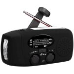 Radio hybride am / fm - rechargeable avec solaire, manivelle et usb - batterie 1000mah - radio d'urgence ...
