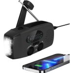 Radio d'urgence portable et rechargeable solaire,  manivelle et recharge usb pour tlphone portable, ...