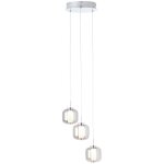 Rafa led suspension 3 flammes, rondes luminaires d'int�rieur chrome / verre fum�, suspensions, cocarde ...