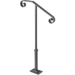 Mophorn rampe deescalier en fer forge gris fonce a poteau unique pour 1 ou 2 marches