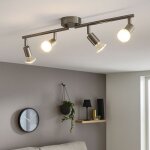 Rampe de spots led plafonnier salon 4 flammes, m�tal argent�, 4x 4w 4x 320lm blanc chaud, l 60 cm