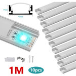 Randaco 10x1m profil� aluminium led angle anodis� diffuseur laiteux pour ruban bande led couvercle blanc ...