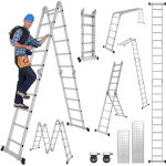 Randaco 7 in 1 echelle pliante articul�e 4x5 marches, echafaudage multifonction, ecarteur de mur, escabeau, ...