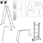 Randaco echelle pliante articul�e 4. 7m, echafaudage multifonction, ecarteur de mur, escabeau, 2 plaques ...
