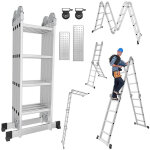 Randaco echelle pliante articul�e 4x4 marches, echafaudage multifonction, ecarteur de mur, escabeau, ...
