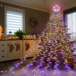 Einfeben guirlande lumineuse 319 leds pour sapin de nol, nol avec anneau, exterieur etanche guirlande ...